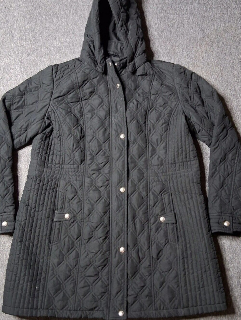 Weatherproof Black Quilted Hooded Jacket Coat Sz XL